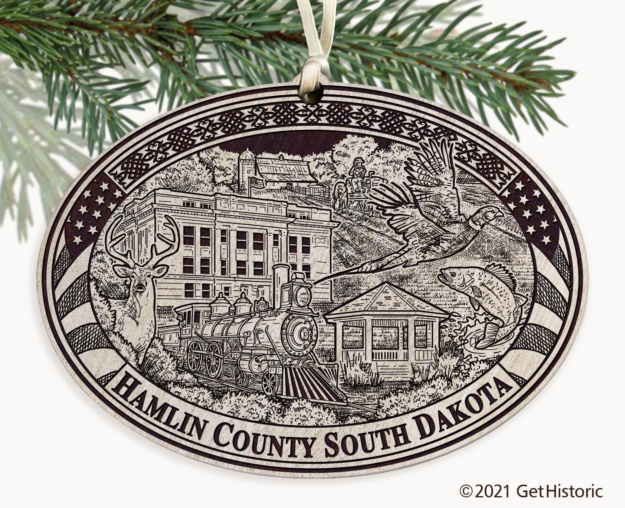 Hamlin County South Dakota Engraved Ornament