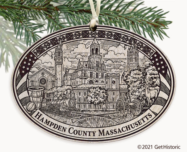 Hampden County Massachusetts Engraved Ornament