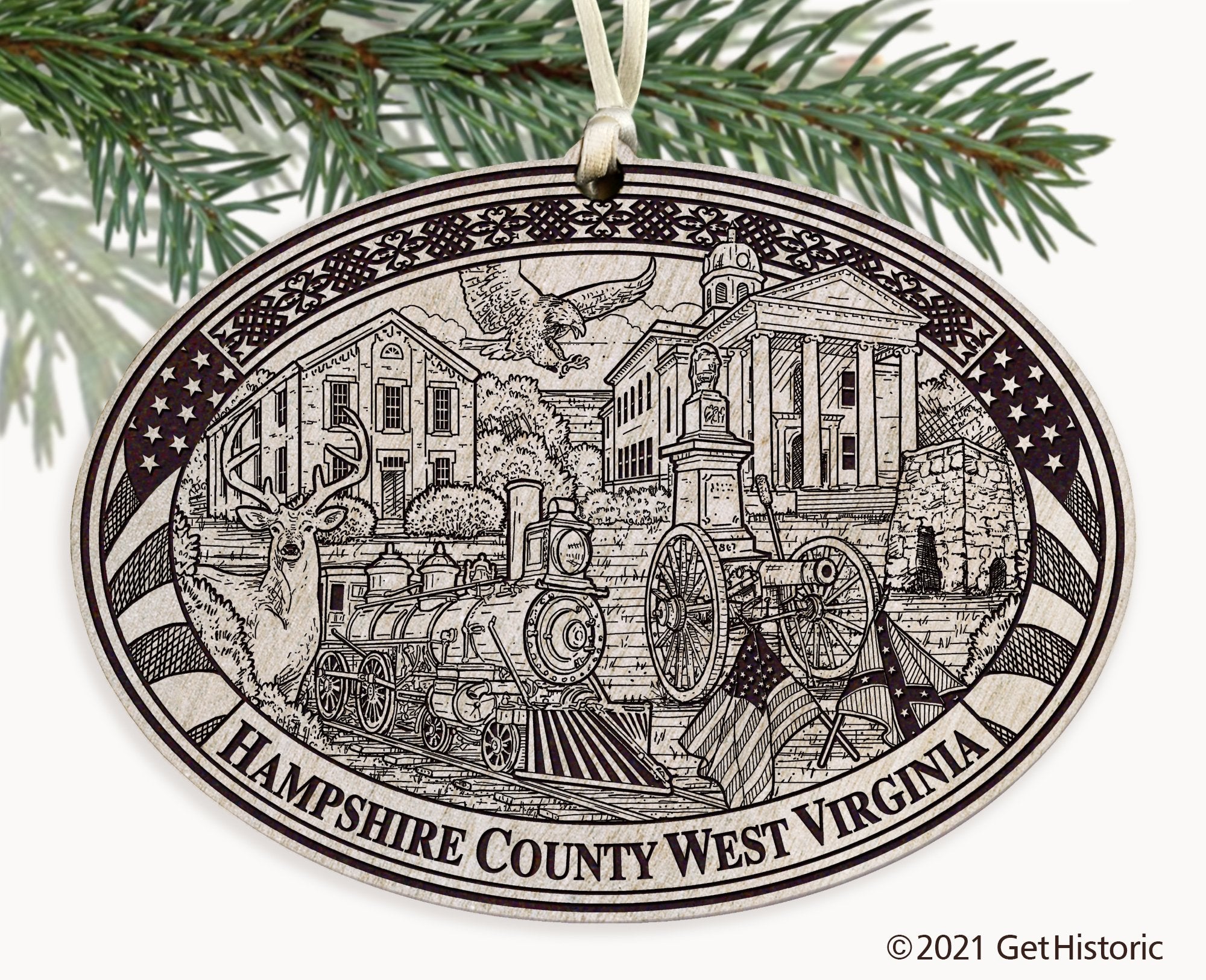 Hampshire County West Virginia Engraved Ornament