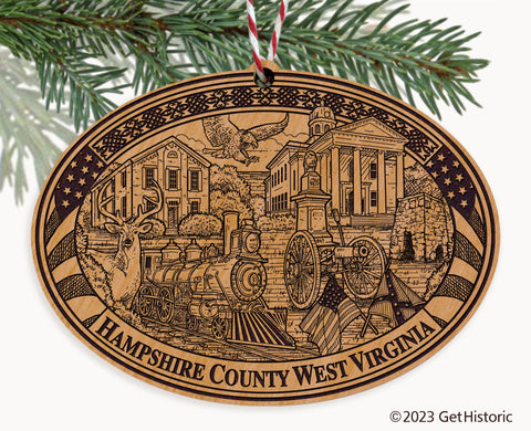 Hampshire County West Virginia Engraved Natural Ornament