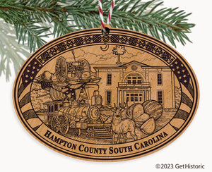 Hampton County South Carolina Engraved Natural Ornament