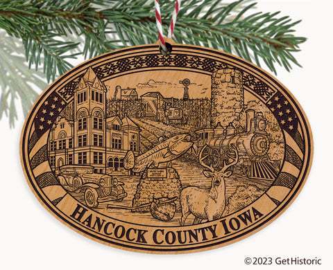 Hancock County Iowa Engraved Natural Ornament