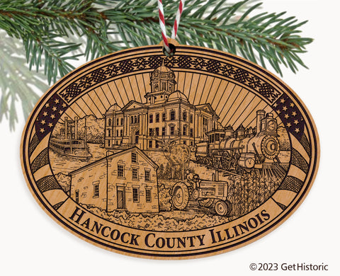 Hancock County Illinois Engraved Natural Ornament