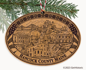 Hancock County Maine Engraved Natural Ornament