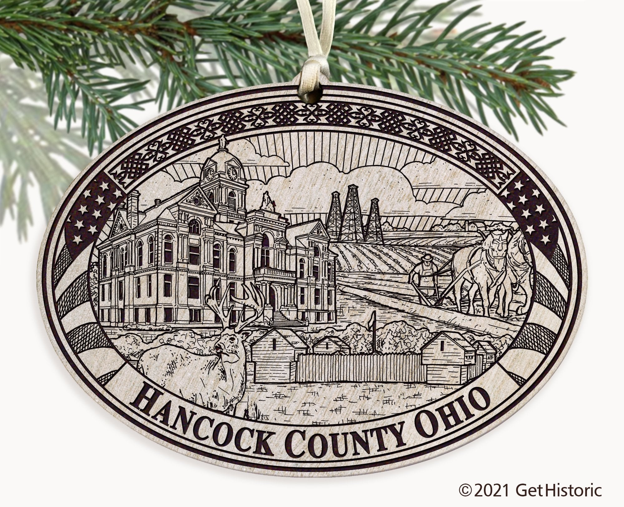 Hancock County Ohio Engraved Ornament