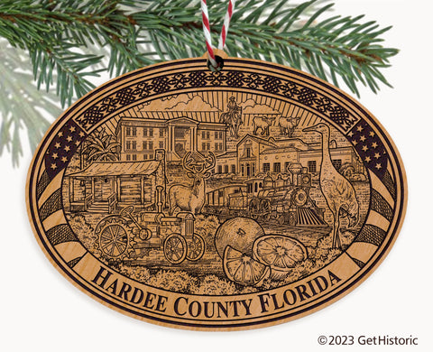 Hardee County Florida Engraved Natural Ornament