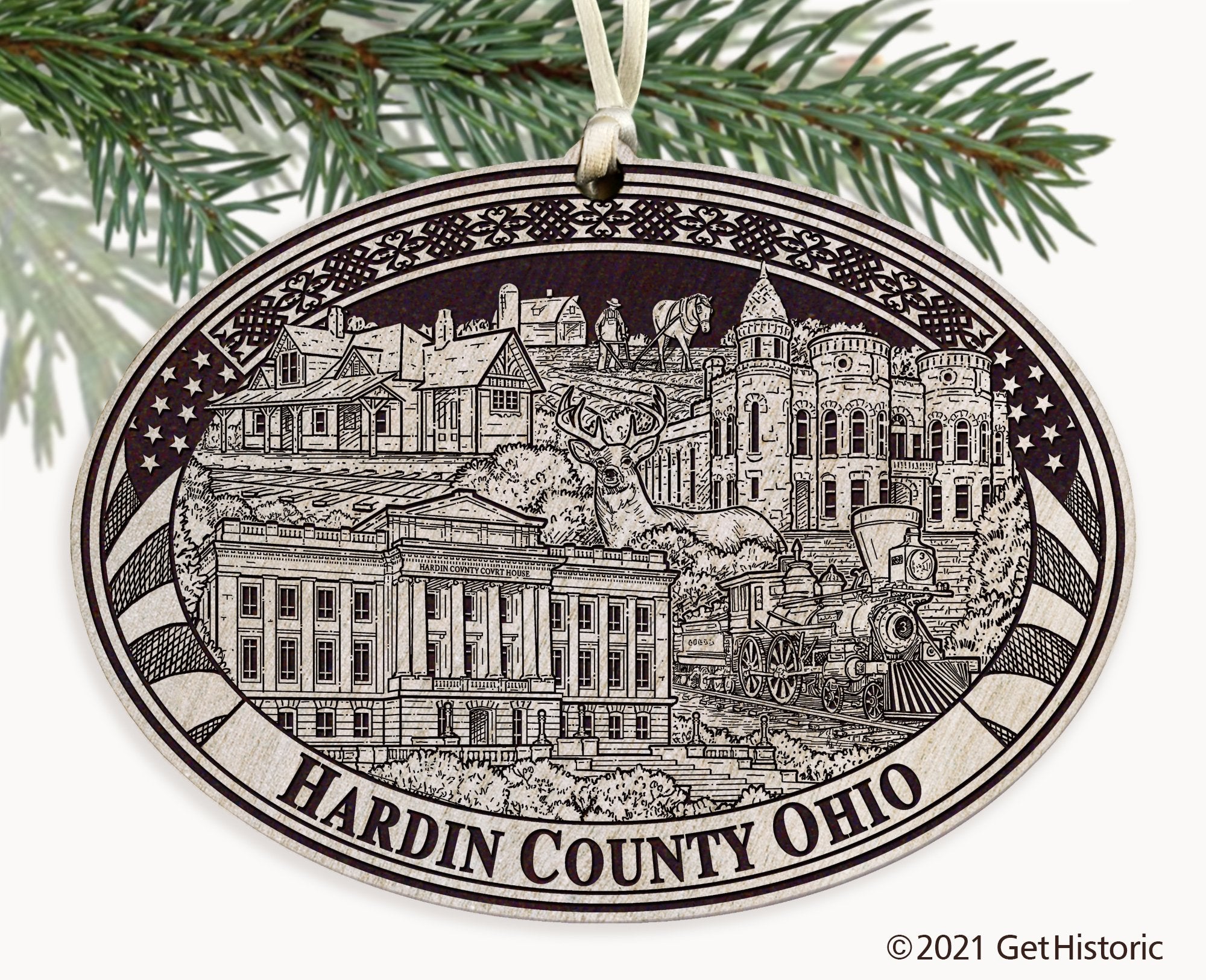 Hardin County Ohio Engraved Ornament