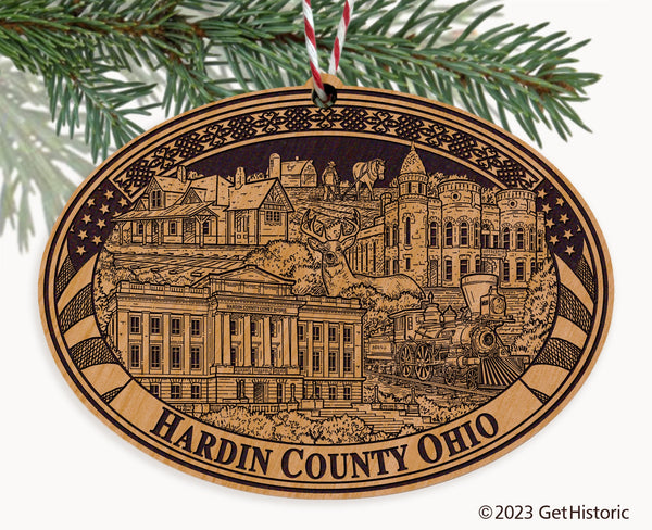 Hardin County Ohio Engraved Natural Ornament