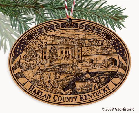 Harlan County Kentucky Engraved Natural Ornament