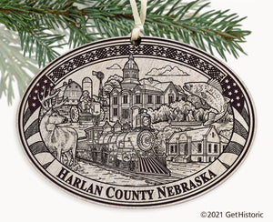 Harlan County Nebraska Engraved Ornament
