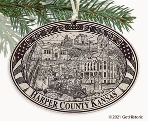 Harper County Kansas Engraved Ornament