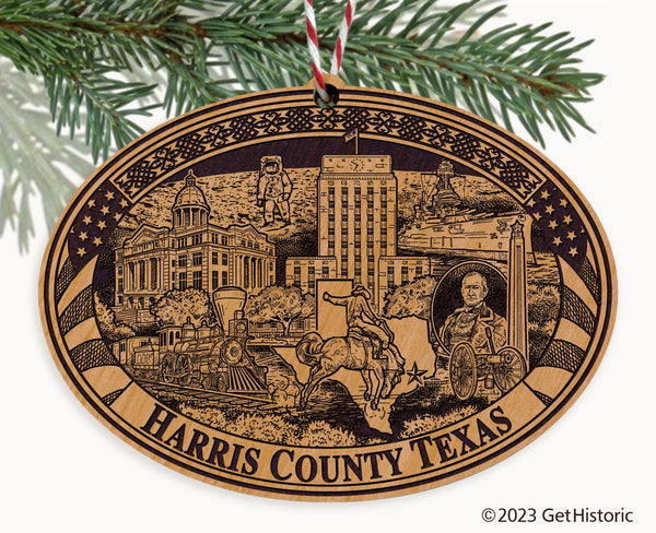 Harris County Texas Engraved Natural Ornament