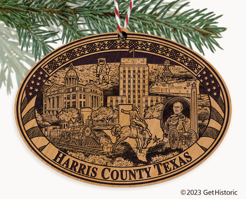 Harris County Texas Engraved Natural Ornament