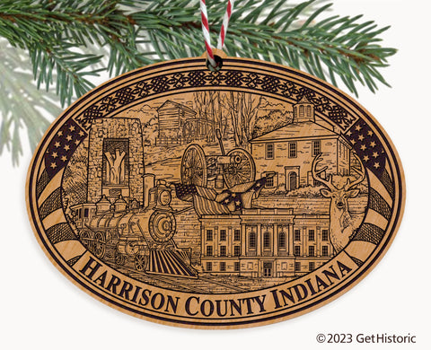 Harrison County Indiana Engraved Natural Ornament