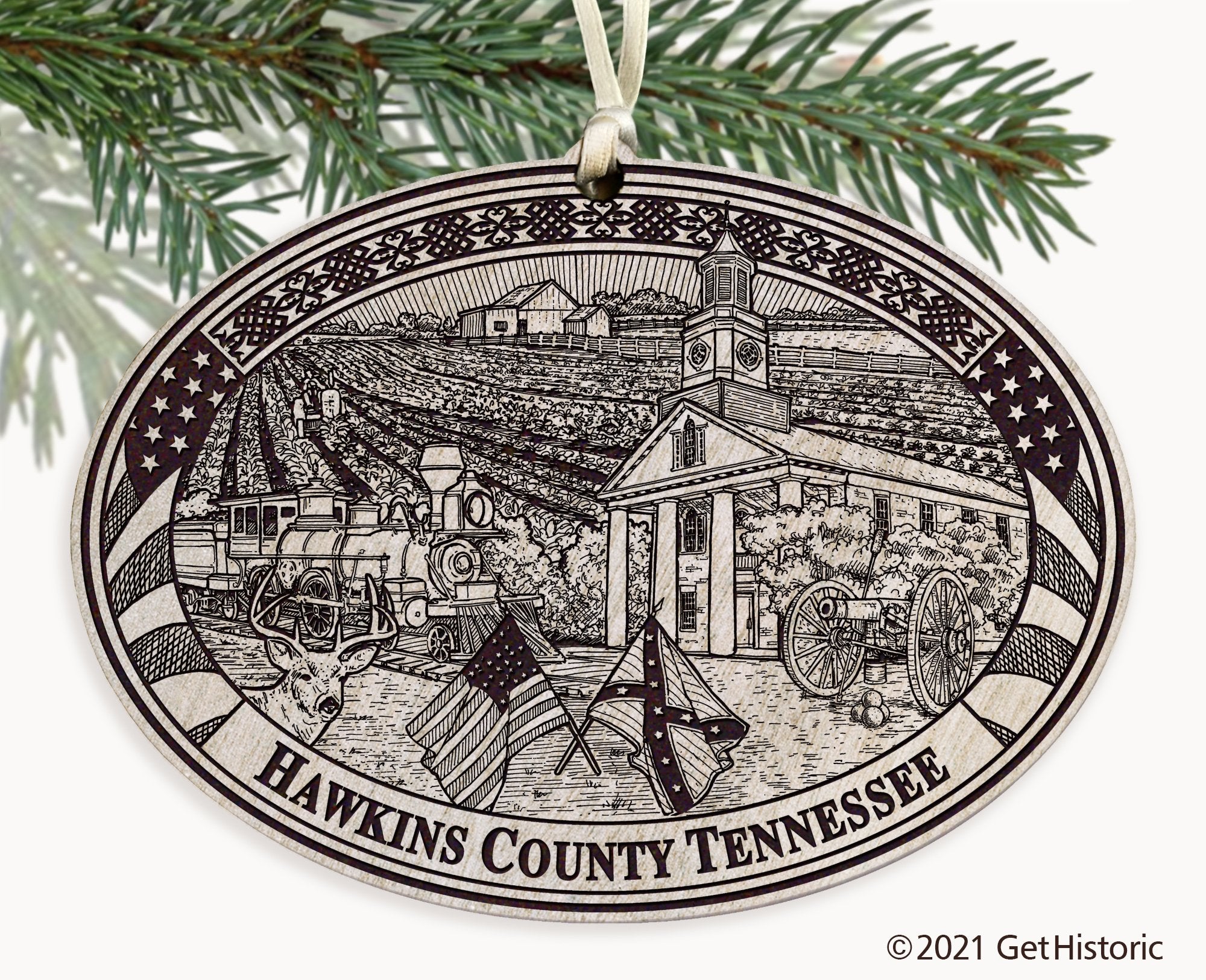 Hawkins County Tennessee Engraved Ornament