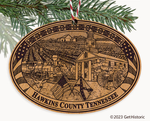 Hawkins County Tennessee Engraved Natural Ornament