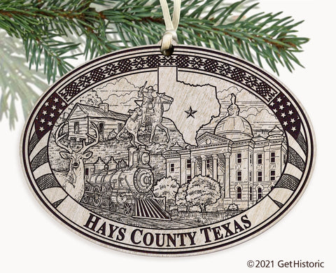 Hays County Texas Engraved Ornament