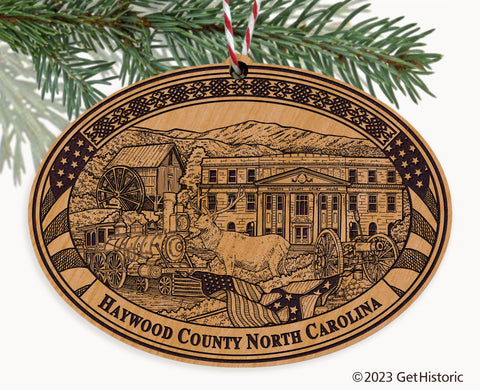 Haywood County North Carolina Engraved Natural Ornament