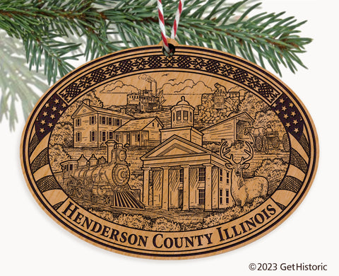 Henderson County Illinois Engraved Natural Ornament