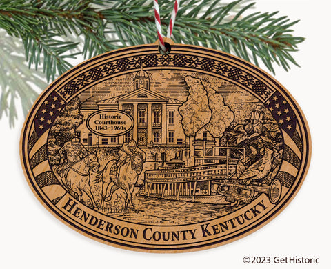Henderson County Kentucky Engraved Natural Ornament