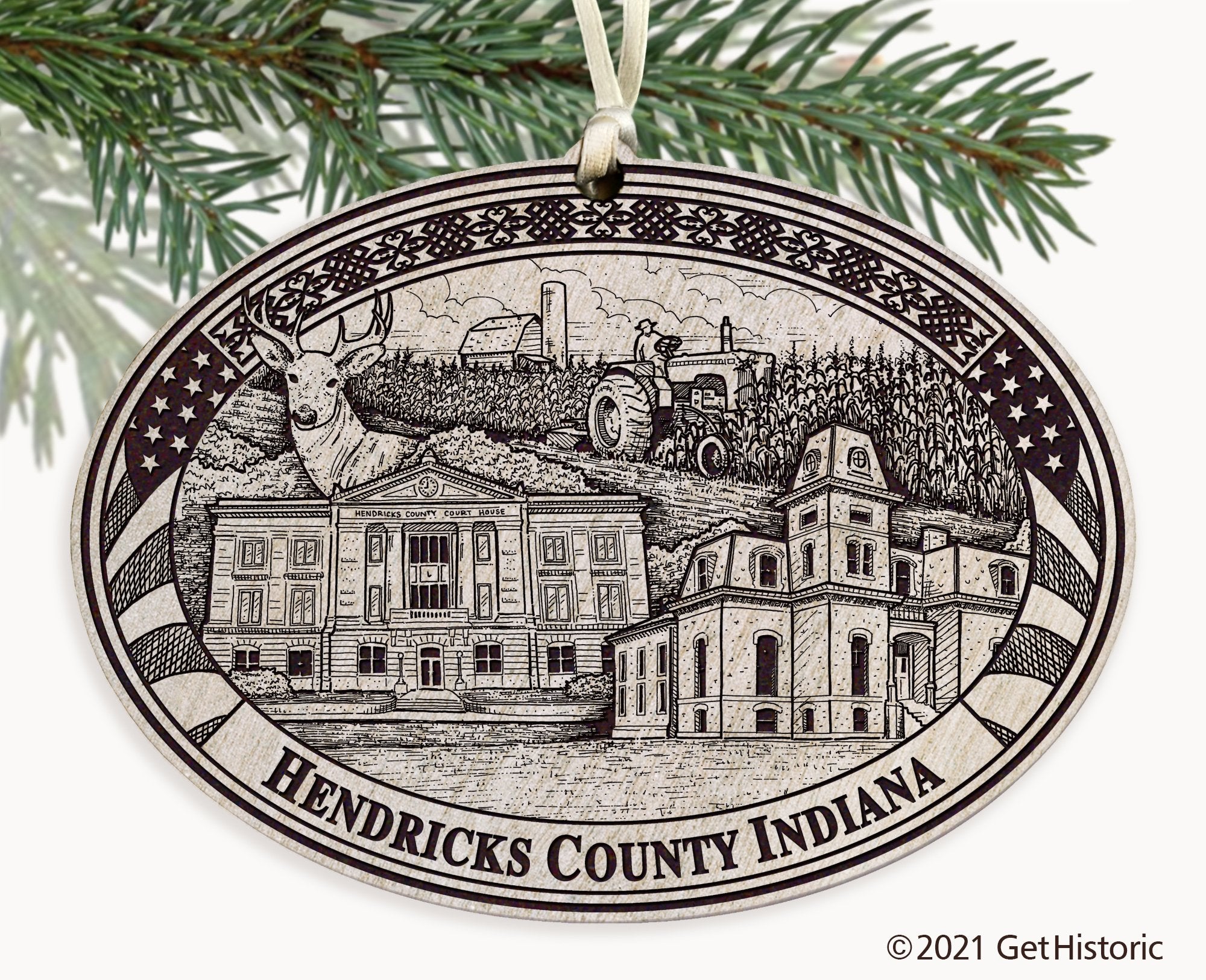 Hendricks County Indiana Engraved Ornament