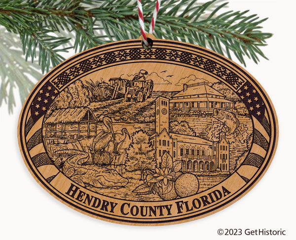 Hendry County Florida Engraved Natural Ornament