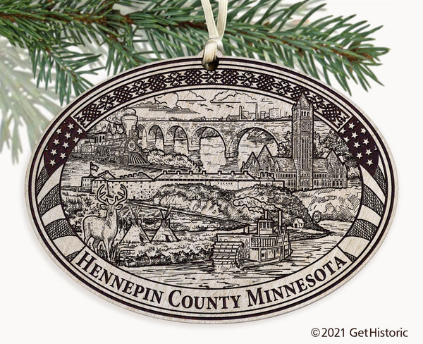 Hennepin County Minnesota Engraved Ornament