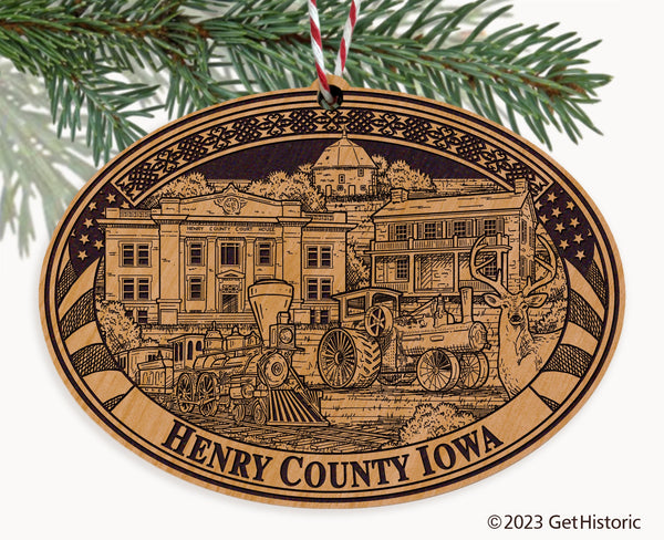 Henry County Iowa Engraved Natural Ornament