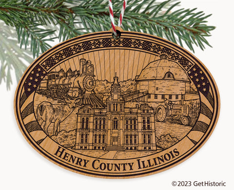 Henry County Illinois Engraved Natural Ornament