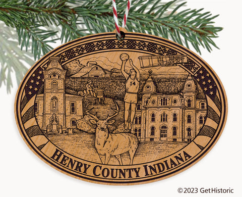 Henry County Indiana Engraved Natural Ornament