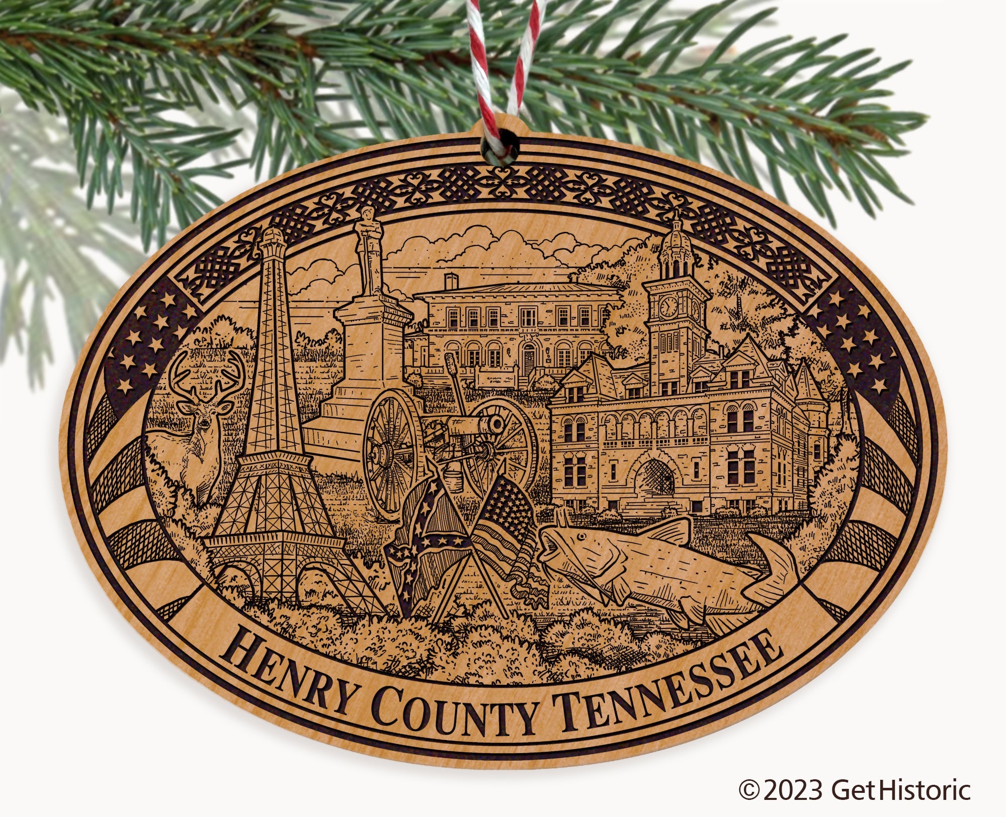 Henry County Tennessee Engraved Natural Ornament