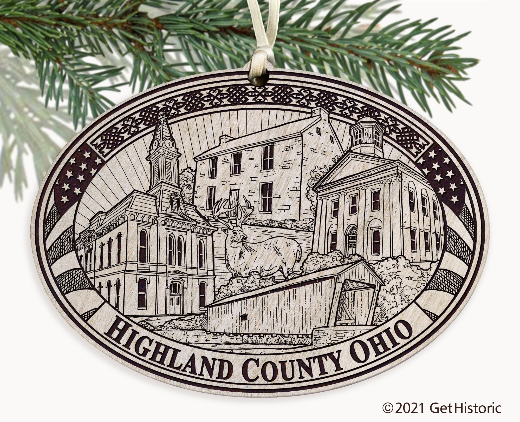 Highland County Ohio Engraved Ornament