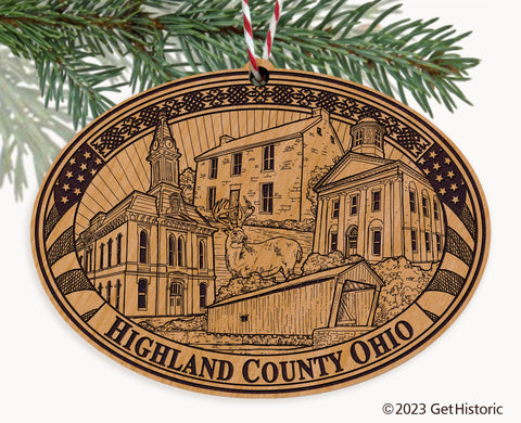 Highland County Ohio Engraved Natural Ornament
