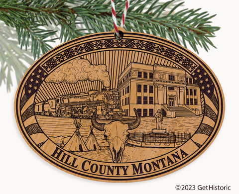Hill County Montana Engraved Natural Ornament