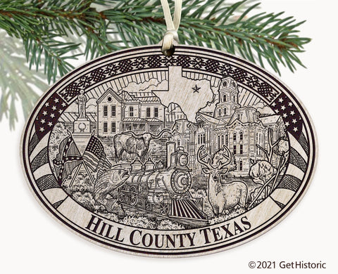 Hill County Texas Engraved Ornament