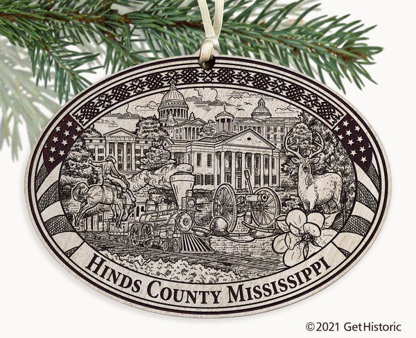 Hinds County Mississippi Engraved Ornament