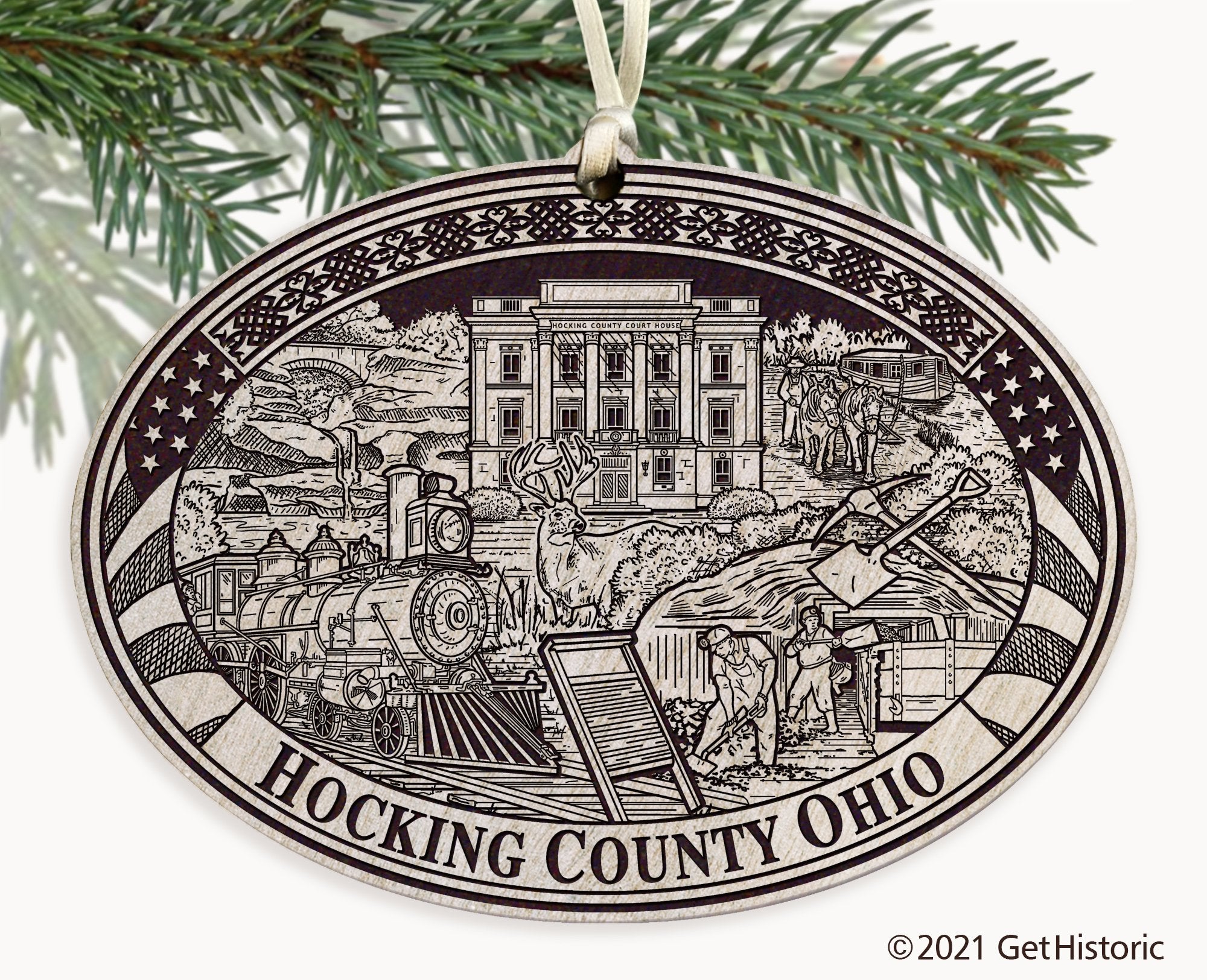 Hocking County Ohio Engraved Ornament