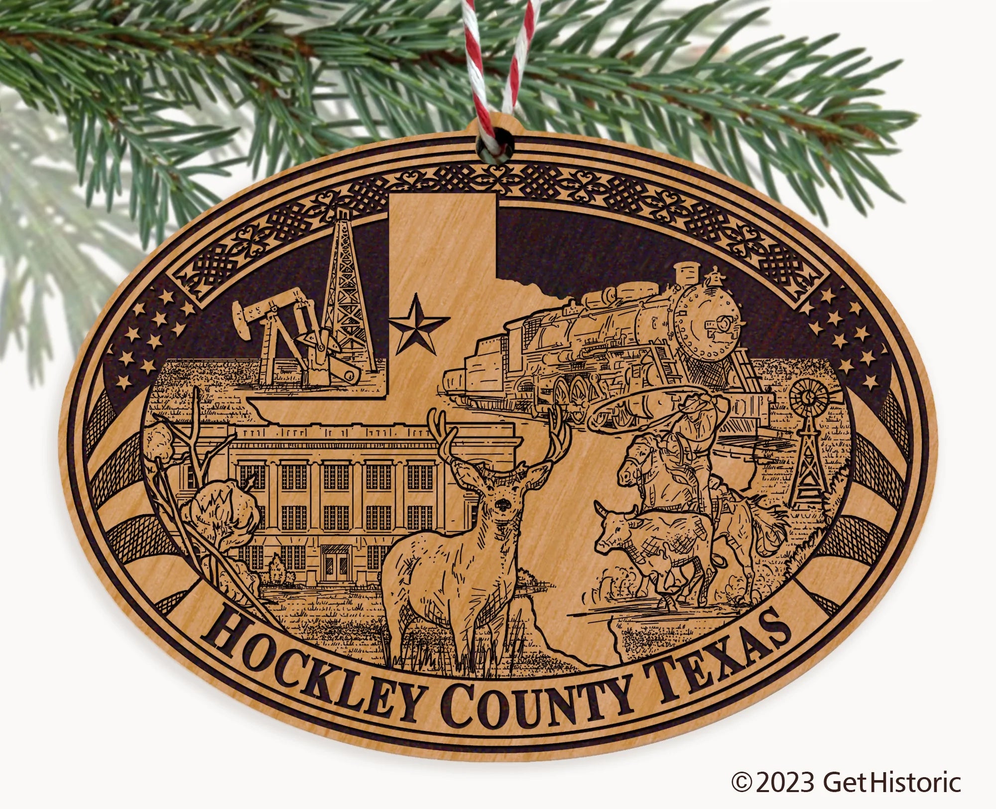 Hockley County Texas Engraved Natural Ornament
