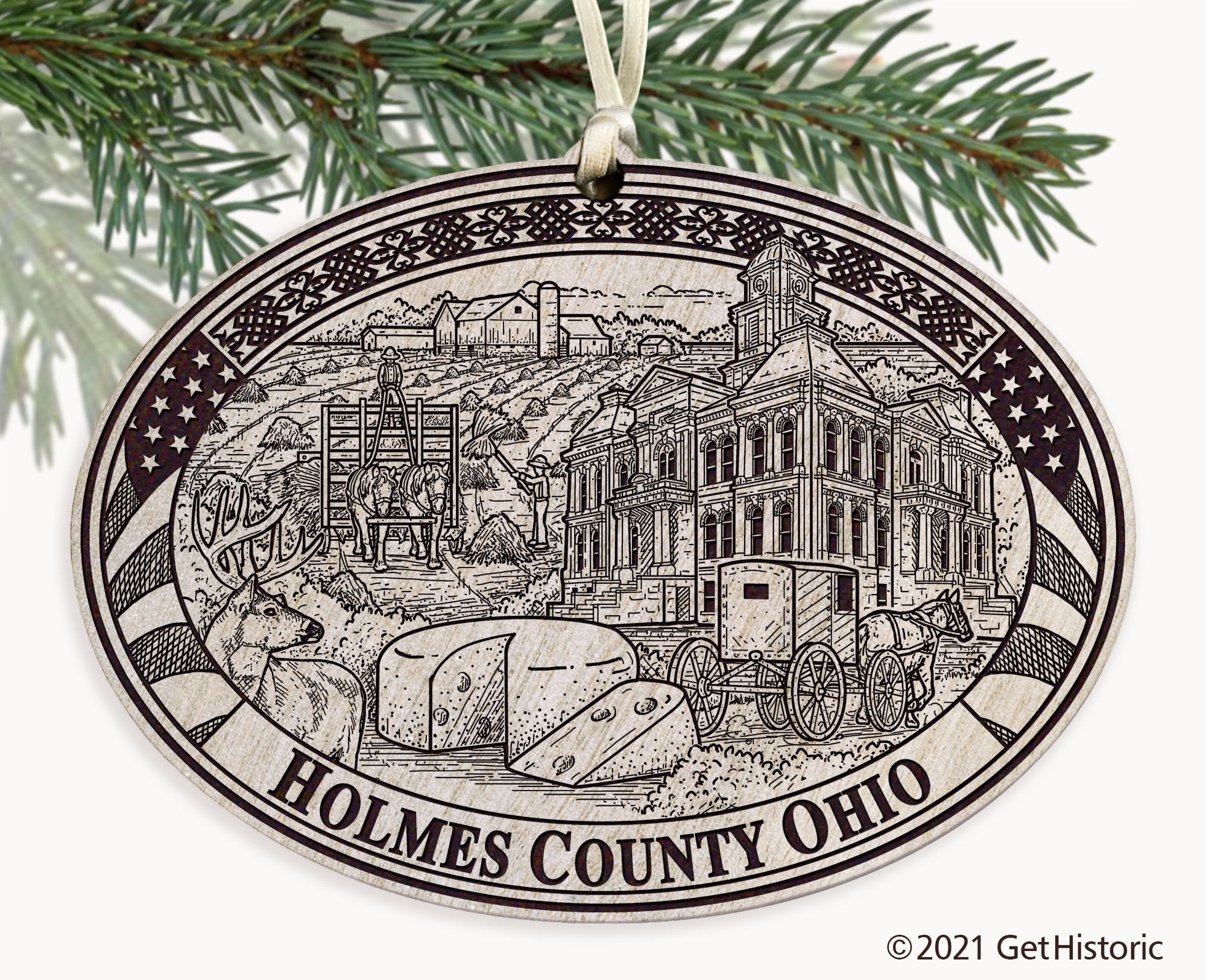 Holmes County Ohio Engraved Ornament