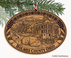 Holmes County Ohio Engraved Natural Ornament