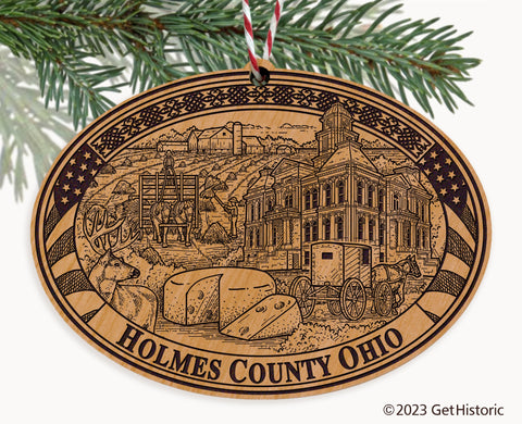 Holmes County Ohio Engraved Natural Ornament