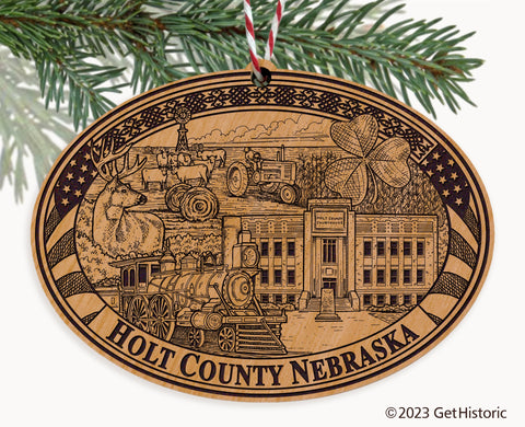 Holt County Nebraska Engraved Natural Ornament