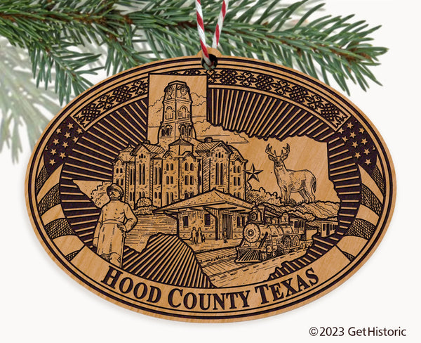 Hood County Texas Engraved Natural Ornament