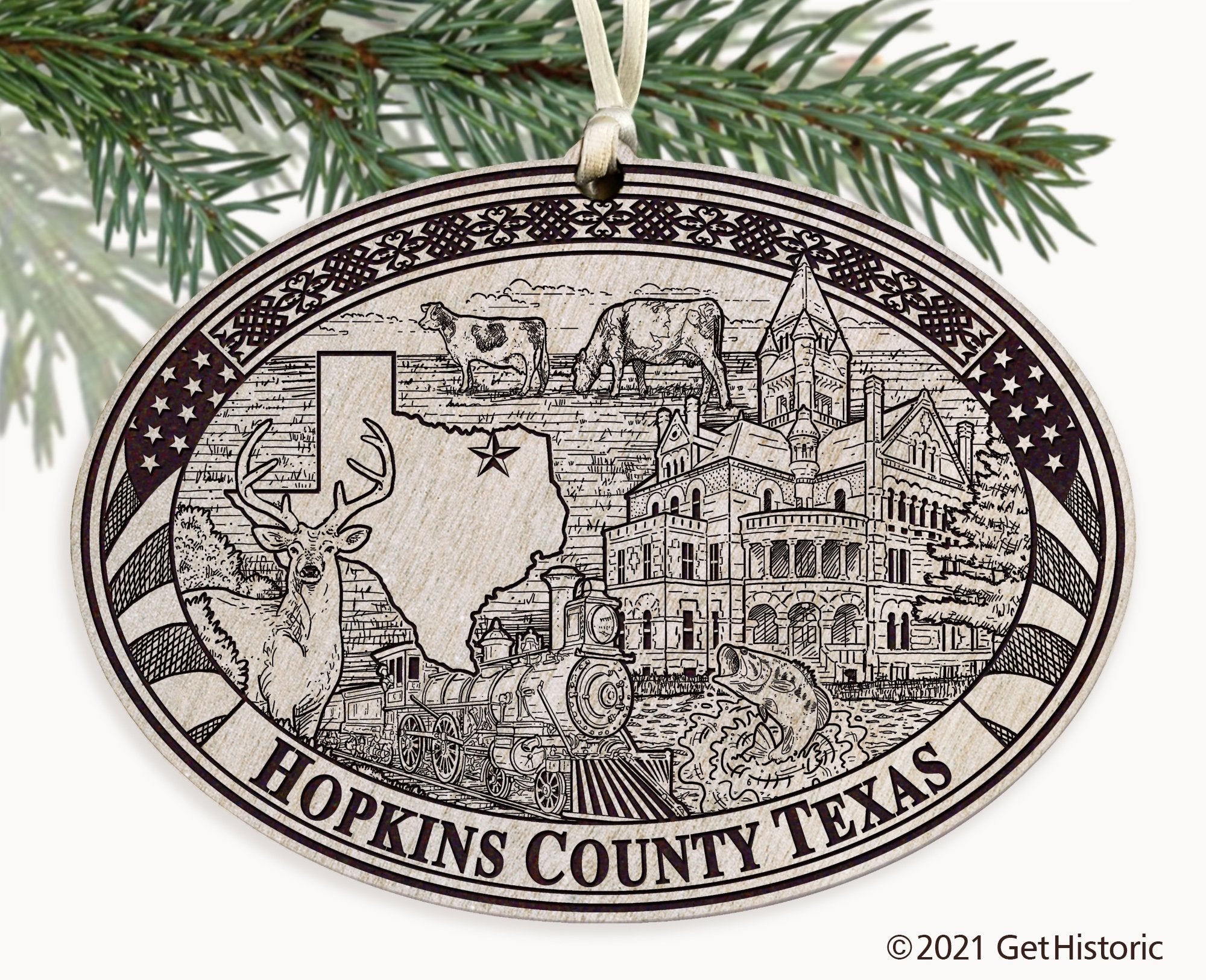 Hopkins County Texas Engraved Ornament