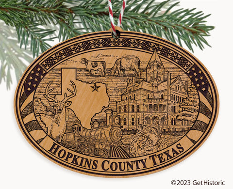 Hopkins County Texas Engraved Natural Ornament