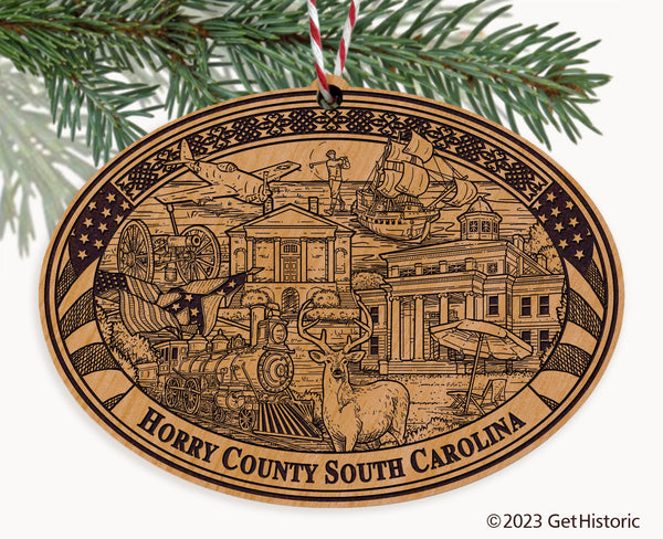 Horry County South Carolina Engraved Natural Ornament