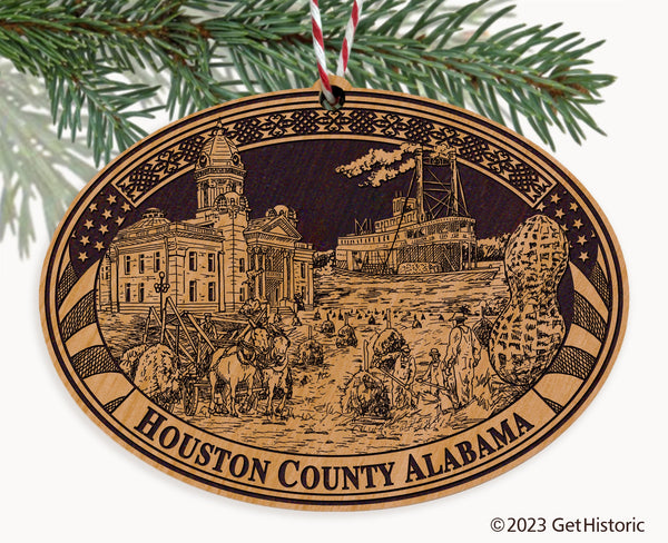 Houston County Alabama Engraved Natural Ornament