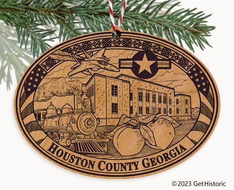 Houston County Georgia Engraved Natural Ornament