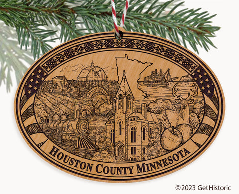Houston County Minnesota Engraved Natural Ornament