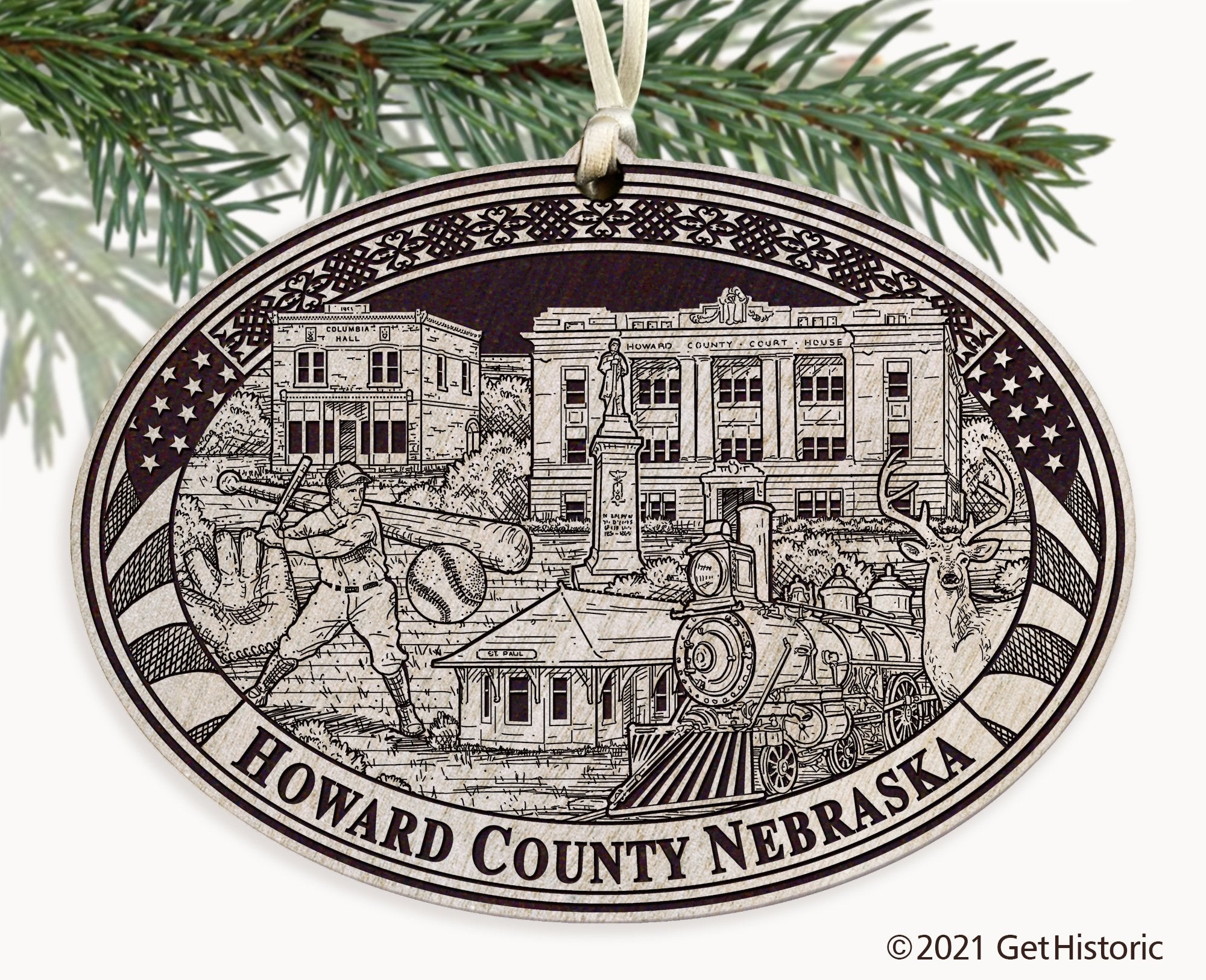 Howard County Nebraska Engraved Ornament